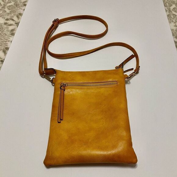 Marigold Leather Crossbody Bag. Zippered pockets, adjustable strap. Too cute! - Picture 4 of 6